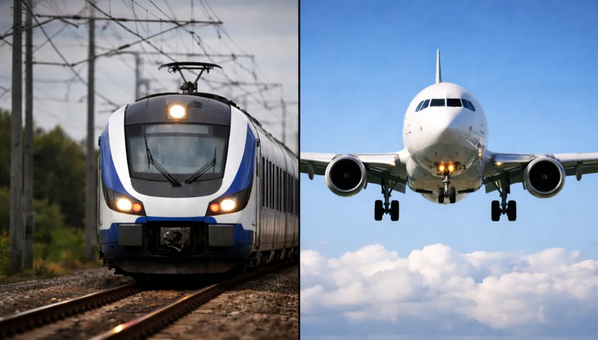 Train TGV et avion, hub multimodal aéroport Lyon Saint-Exupéry et gare TGV